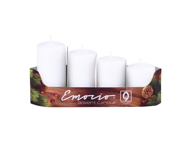 Svíčka adventní schody 4 ks / 40 mm- bílá