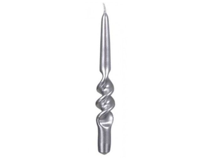 Svíčka Spirála 22 x 230 - Metal stříbrná