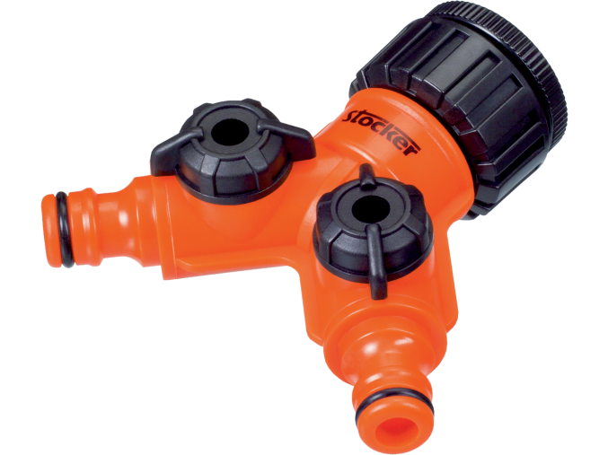 STOCKER - šroubení na kohoutek s dvoucestným ventilem 1/2" 3/4"