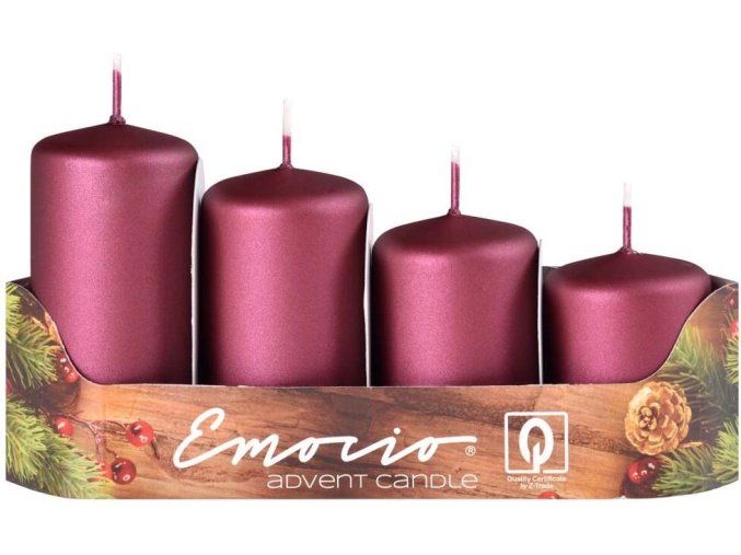 EMOCIO STUPNĚ 4KS PRŮM.40MM EXCLUSIVE MAT. TMAVÁ MALINOVÁ SVÍČKY