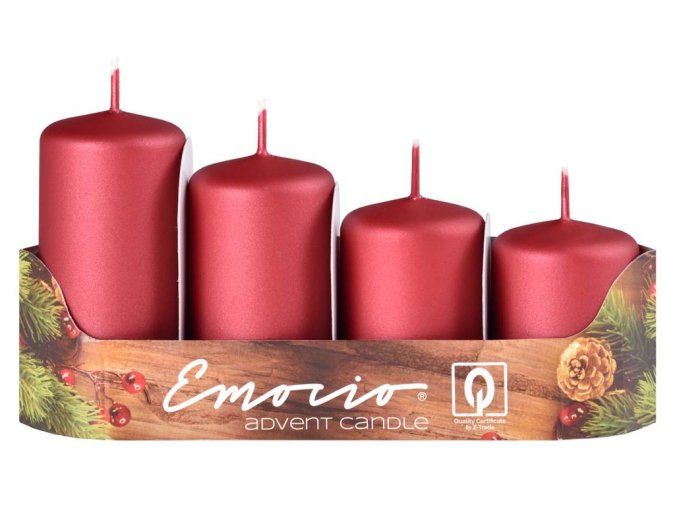 EMOCIO STUPNĚ 4KS PRŮM.40MM EXCLUSIVE MAT. ČERVENÉ/MALINOVÉ SVÍČKY