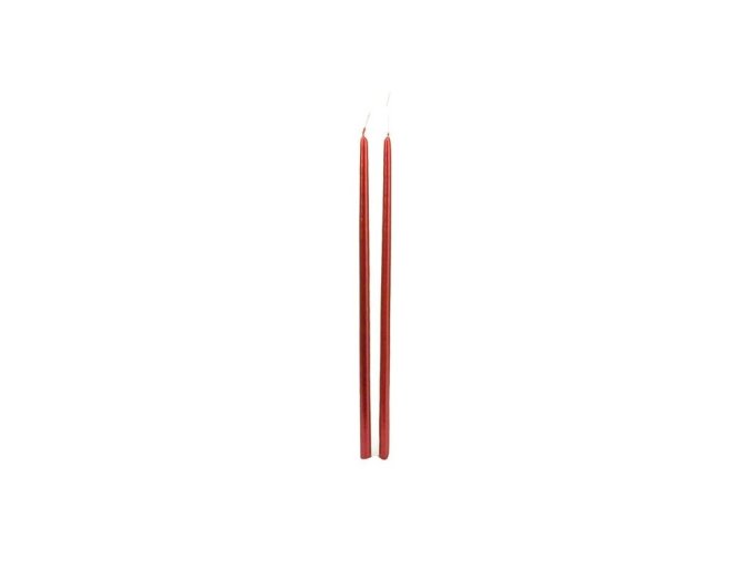 Svíčka květinová hladká 2 ks 12 x 300 mm - metal červená
