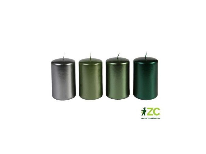svicka adventni valec 60x100 mm metalicka mix zelena 4ks