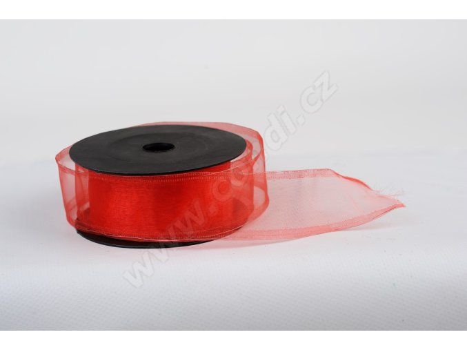 Stuha organza uni 4cm cervena