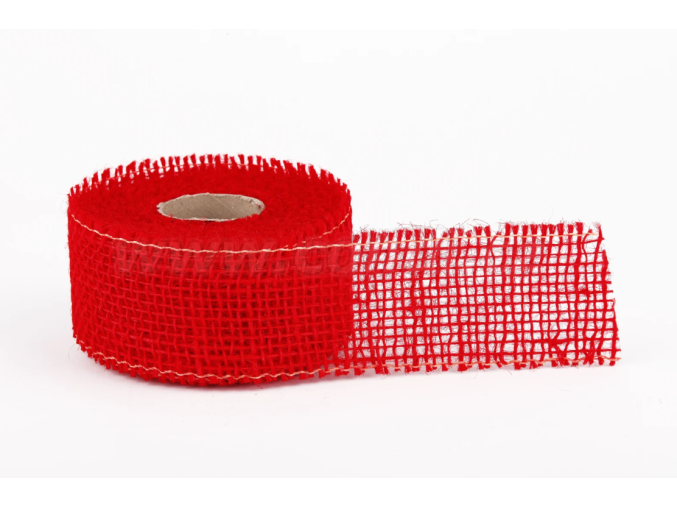 Stuha jutová jemná 5cm x 5m ČERVENÁ