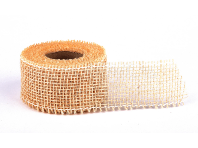 Stuha jutová jemná 5cm x 5m SLONOVÁ KOST