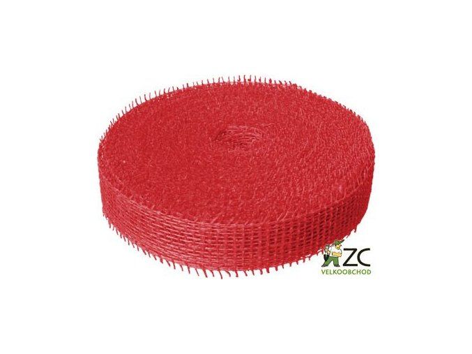 Jutová stuha 4 cm x 25 m - červená