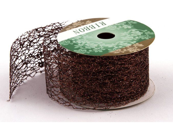 Stuha Fibre třpyt 4 cm x 4,6 m - bronzová