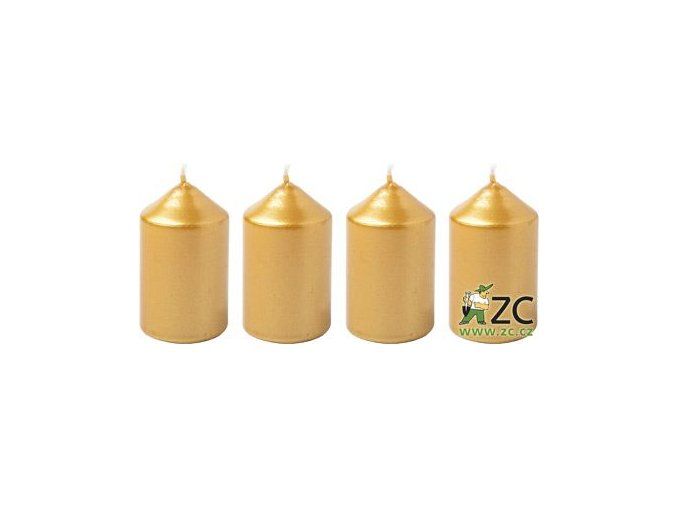 Svíčka adventní 40 x 60 mm  4 ks - metalická zlatá