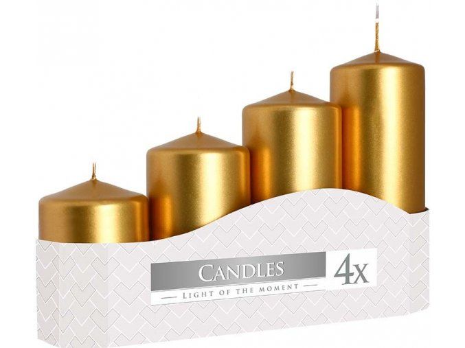 Svíčka adventní schody 4 ks / 50 mm - metalická zlatá