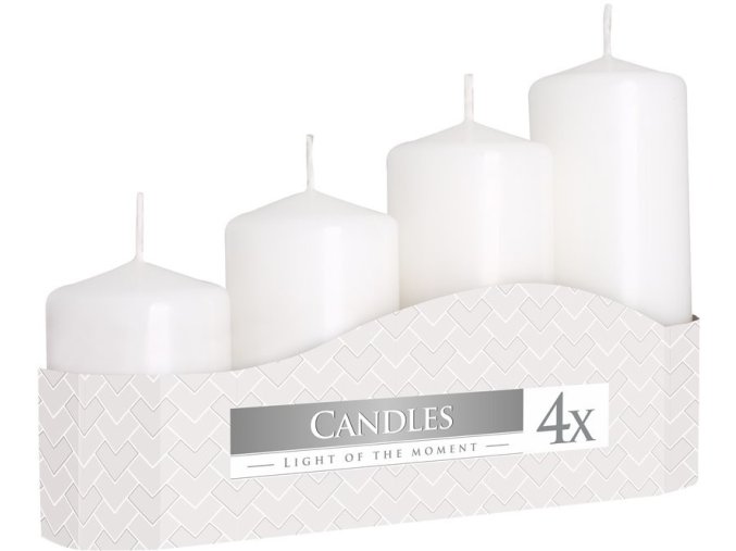 Svíčka adventní schody 4 ks / 50 mm - bílá