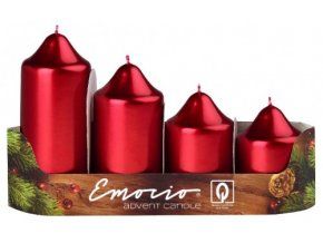 Svíčka adventní schody 4 ks / 50 mm - metal červená
