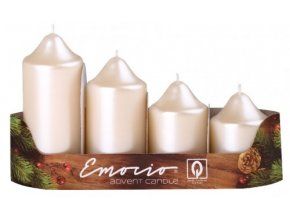 Svíčka adventní schody 4 ks / 50 mm - perla krém metal 