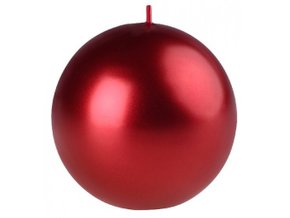 Svíčka koule - 8 cm, met.červená