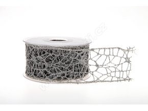 stuha big spider glitter 5 cm x 9 1 m stribrna