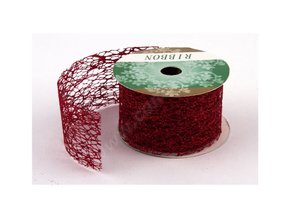 Stuha Fibre třpyt 4 cm x 4,6 m - červená