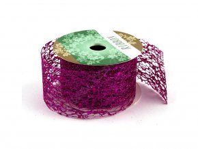 Stuha Fibre třpyt 4 cm x 4,6 m - cyklámen