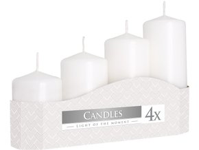 Svíčka adventní schody 4 ks / 50 mm - bílá