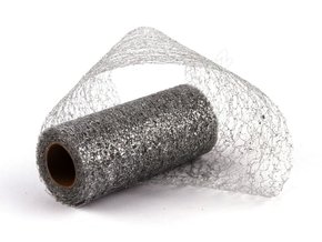 Stuha Fibre třpyt 10 cm x 4.6 m - stříbrná