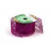 Stuha Fibre třpyt 4 cm x 4,6 m - cyklámen