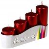 Svíčka adventní schody 4 ks / 50 mm - metalická červená
