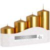 Svíčka adventní schody 4 ks / 50 mm - metalická zlatá